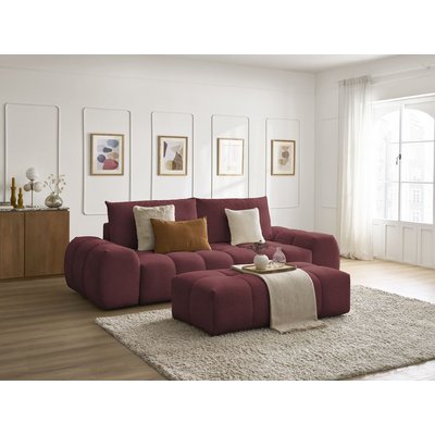 Canapé droit convertible 3 places en tissu chiné avec pouf, EVEREST BOBOCHIC