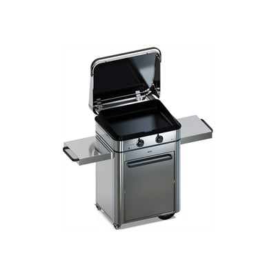 Plancha gaz Enosign 65 inox 2 brûleurs sur chariot, 56x40 cm ENO
