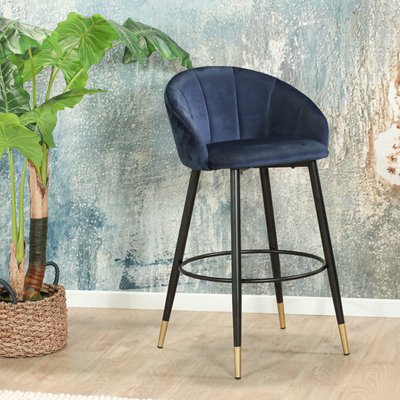Chaise de bar en velours bleu forme coquillage (lot de 2) HAWAI PIER IMPORT