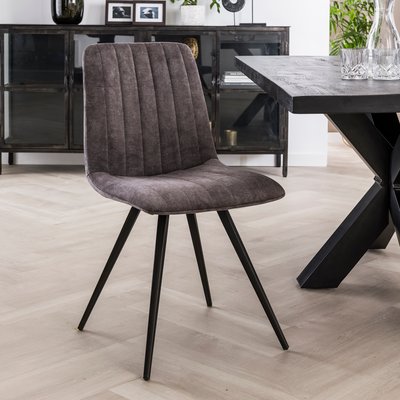 Chaise en velours gris capitonné (lot de 2) JAVA PIER IMPORT