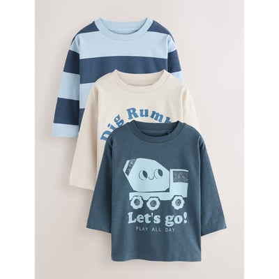 T-shirt manches longues imprimé, lot de 3 NEXT