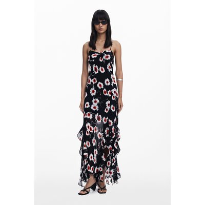 Robe midi à volants coquelicots DESIGUAL