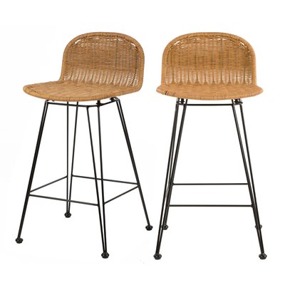 Lot de 2 chaises de bar mi-hauteur 63 cm en résine - JIGANI RENDEZ-VOUS DÉCO