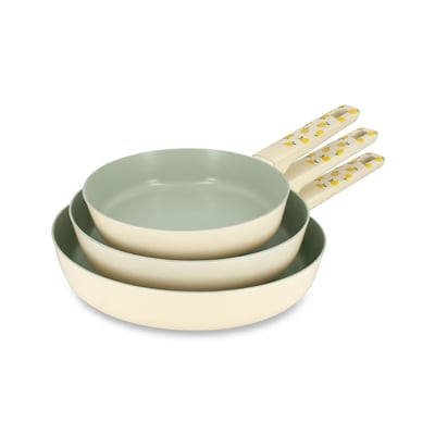 Lot de 3 poêles 20/24/28 cm en aluminium, CITRON MENASTYL