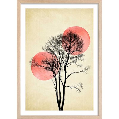 Affiche paysage Lune et soleil d'hiver HEXOA