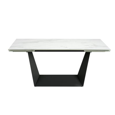 Table à manger à rallonge rectangulaire marbre porcelaine et acier noir ANGEL CERDA