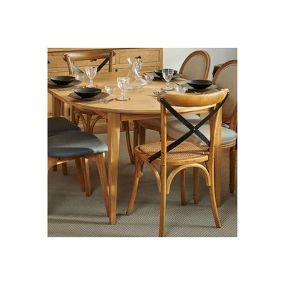 Chaises en bois massif et métal assise rotin (lot de 2) - BISTROT HELLIN, DEPUIS 1862