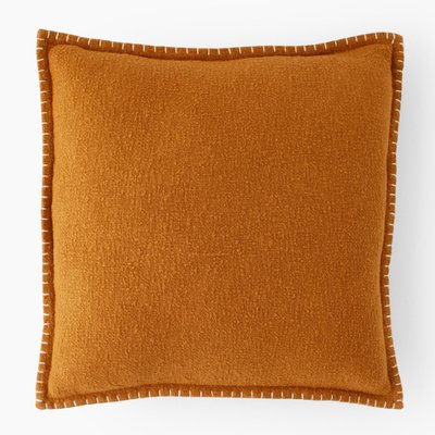Coussin 45x45cm en coton gratté, couture point cheval, coton MONOPRIX