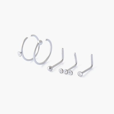 Set de 5 piercings nez studs et anneaux acier inoxydable BALABOOSTE
