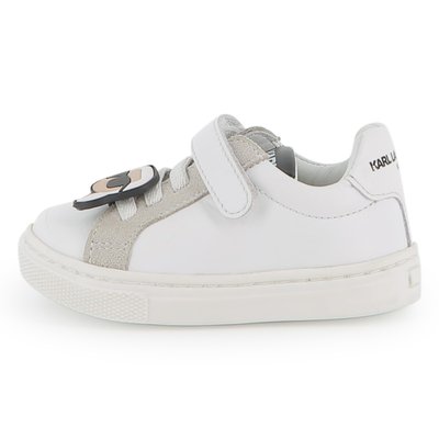 Baskets basses en cuir de vachette KARL LAGERFELD KIDS