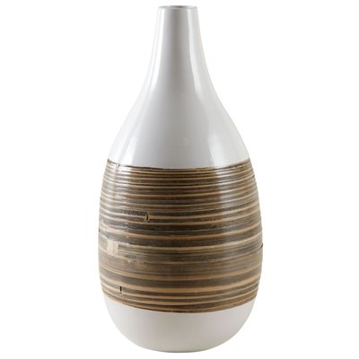 Vase décoratif bambou naturel et laqué blanc M2 AUBRY GASPARD