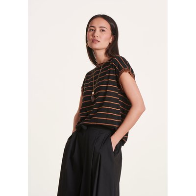 Pull rayé manches courtes col rond LA FEE MARABOUTEE