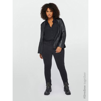 Jegging en denim noir avec fente et rangée de cabochons dans le bas FIORELLA RUBINO