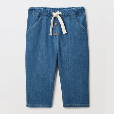 Pantalon taille élastique uni en denim en coton BIO GOTS BOUT'CHOU