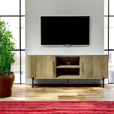 Meuble tv marbre et bois MASSA PIER IMPORT