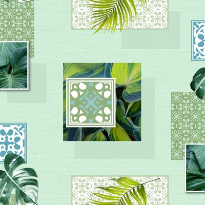 Nappe toile ciree au mètre Escapade menthe DOUCEUR D'INTÉRIEUR