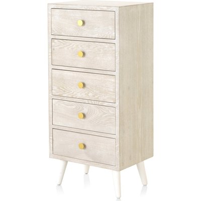 Commode blanche patinée bois et poignées dorées élégantes RECOLLECTION