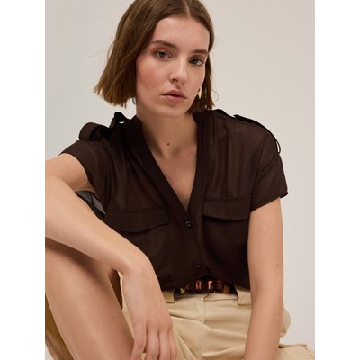 Chemise à poches style saharienne en georgette lamée MOTIVI