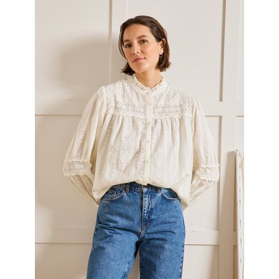 Blouse trousseau brodée col volanté CYRILLUS