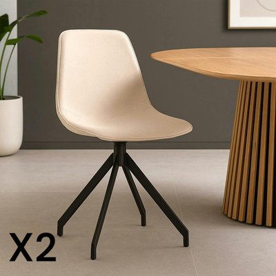 Chaise pivotante blanc sable avec couture (lot de 2) AMSTERDAM PIER IMPORT