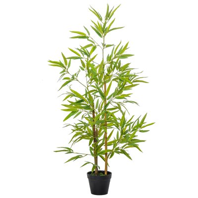 Bambou artificiel hauteur 1,2 m 369 feuilles & lichen denses réalistes pot inclus noir OUTSUNNY