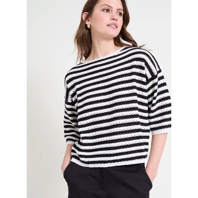 Pull ample ajouré à rayures MARIN NAF NAF