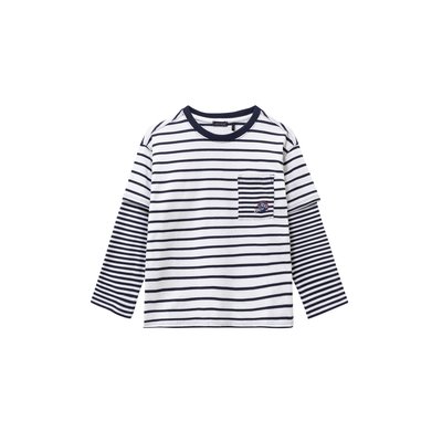 T-shirt marinière coton bio manches trompe l'oeil IKKS