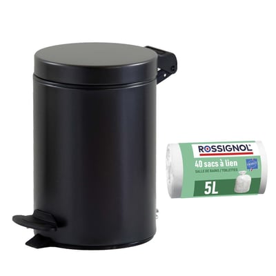 Poubelle de salle de bain à pédale 3L et 40 sacs poubelle 5L - CYJEU ROSSIGNOL