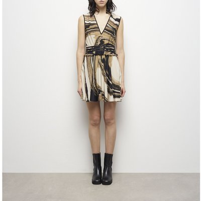 Bedrukte jurk in zijde, kort, zonder mouwen THE KOOPLES