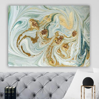 Tableau abstrait marbré – reflets dorés PIER IMPORT