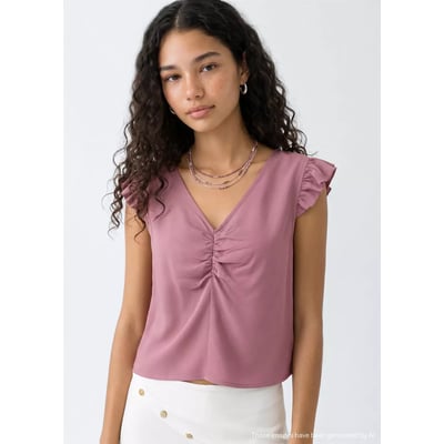Top col en V détail volants MANGO TEEN
