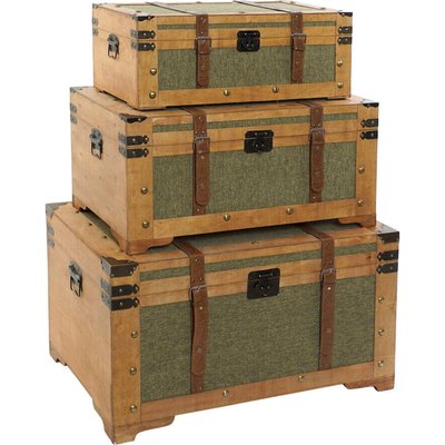 Coffre de rangement en bois et toile  tropical RECOLLECTION
