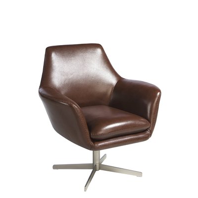 Fauteuil pivotant en cuir et acier poli ANGEL CERDA