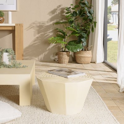 Table d'appoint en béton beige aspect souche BRASILIA PIER IMPORT