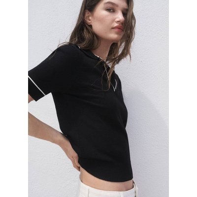 Pull col polo avec liserés contrastants MANGO