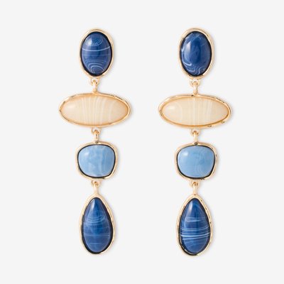 Longues boucles d'oreilles bleu et ivoire BALABOOSTE