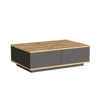 Table basse avec 2 portes rabattables décor pin et gris anthracite L90 cm CALICOSY