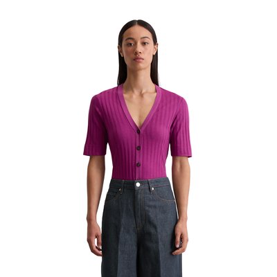 Pointelle-Cardigan à manches courtes slim en doux mélange Modal-Organic-Cotton MARC O'POLO