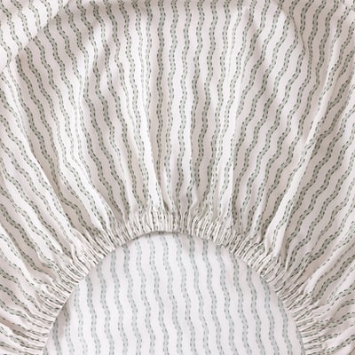 Drap housse en percale de coton vert, BERGAMOTE DESFORGES