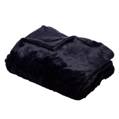 Plaid effet imitation fourrure bleu nuit 125X150cm FEERIC LIGHTS & CHRISTMAS