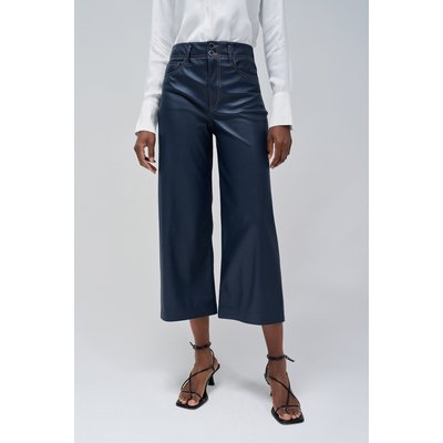 Pantalon cuir bleu marine femme cheap