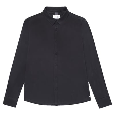 Chemise en coton noire unie avec une coupe droite et un col français TEDDY SMITH