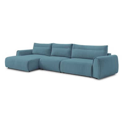 Canapé d'angle fixe 4 places en tissu lisse, ADEN BOBOCHIC