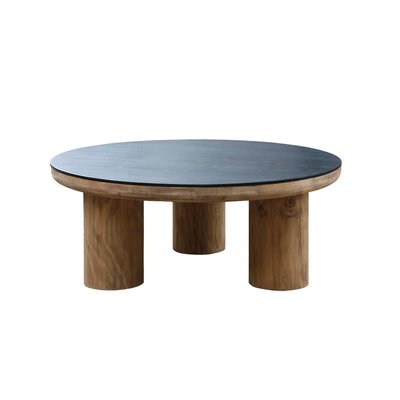 Table basse ronde en pin recyclé  CONSTANCE MADE IN MEUBLES 