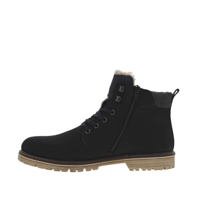 Bottines marine à talon plat et à lacets plats et zip avec doublure chaude RIEKER