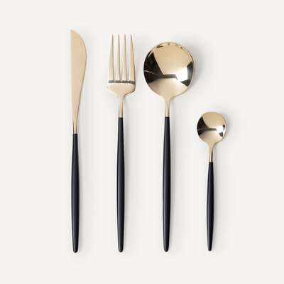 Servizio di posate da 16 pezzi in acciaio inox color oro, Barbule AM.PM