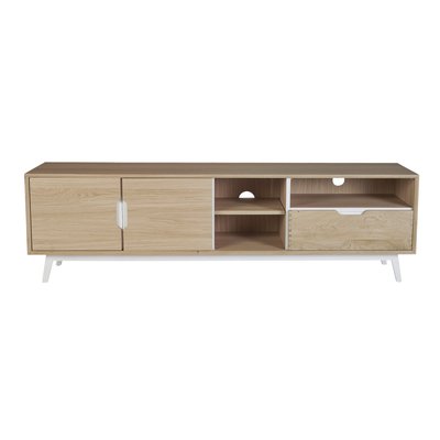Meuble TV bas nordique en bois 3 portes 3 niches - JOYCE HELLIN, DEPUIS 1862