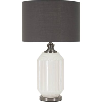 Lampe à poser verre strié abat-jour tissu MODERN RECOLLECTION