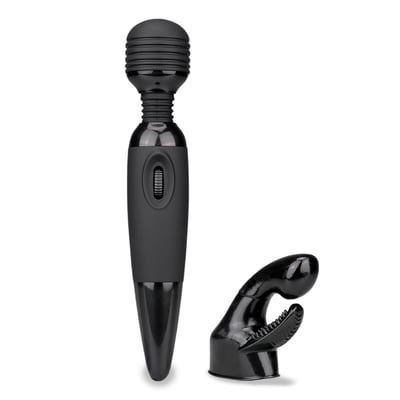 Vibromasseur puissant Fantasy Wand black 2 embouts LOVE AND VIBES