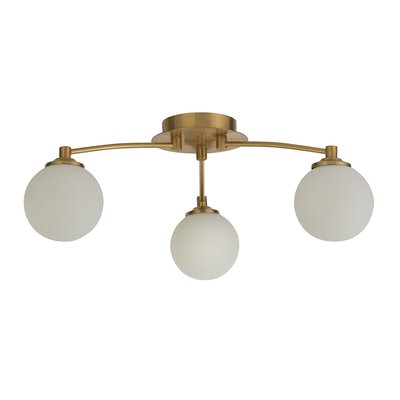 3 Light Opal and Brass Ceiling Pendant SO'HOME